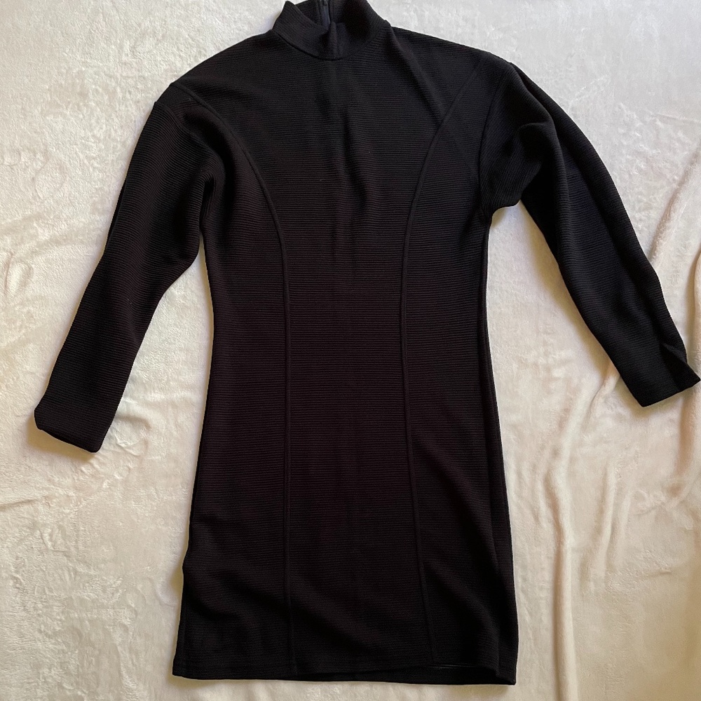 mock neck black long sleeves mini dress size M
